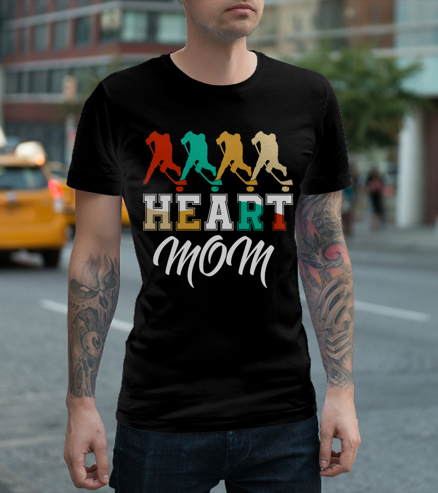 Hockey Heart Mom Vintage Silhouette Player Sequence T-Shirt