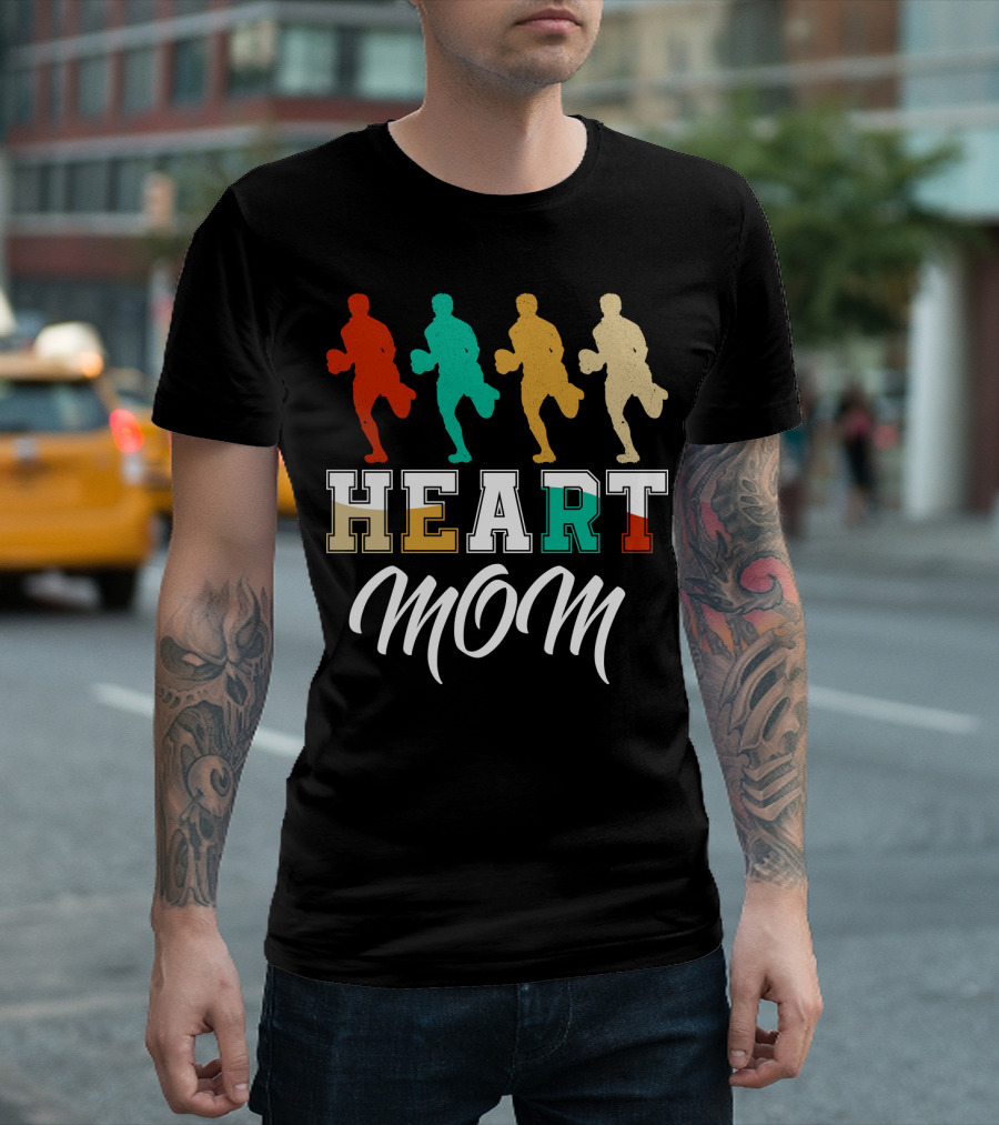 Heart Mom Rugby Running T-Shirt