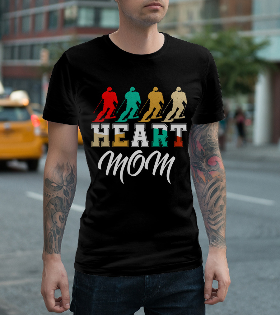 HEART MOM Skiing T-Shirt