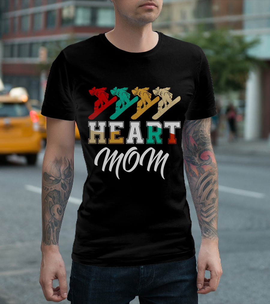 Snowboarding Heart Mom Multicolor Boarders T-Shirt