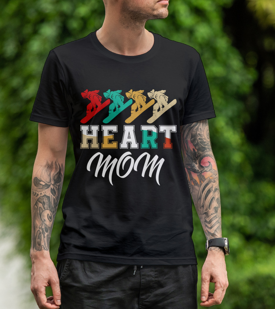 Snowboarding Heart Mom Multicolor Boarders T-Shirt