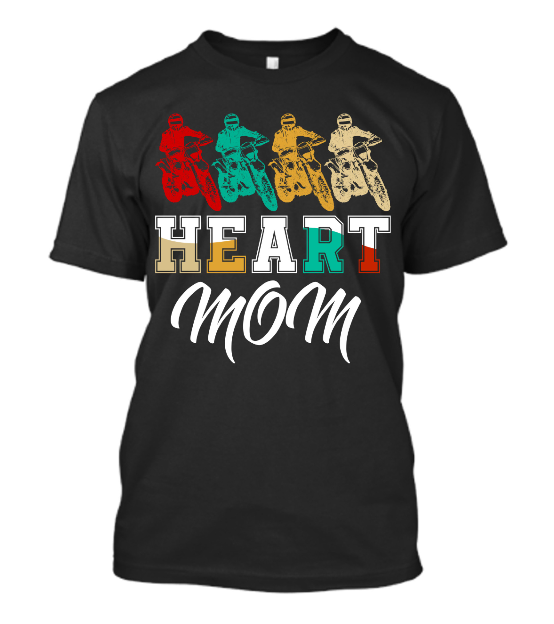 Heart Mom Dirt Bike Racing T-Shirt
