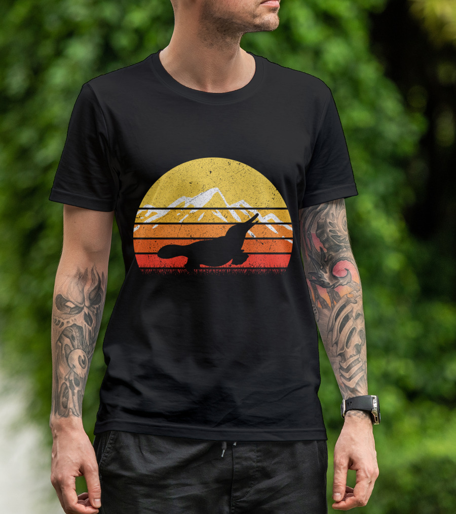 Retro Vintage Platypus Sunset T-Shirt