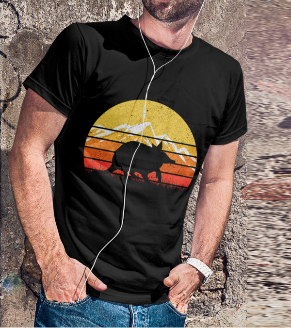 Retro Vintage Armadillo Silhouette With Sunrise Mountains T-Shirt