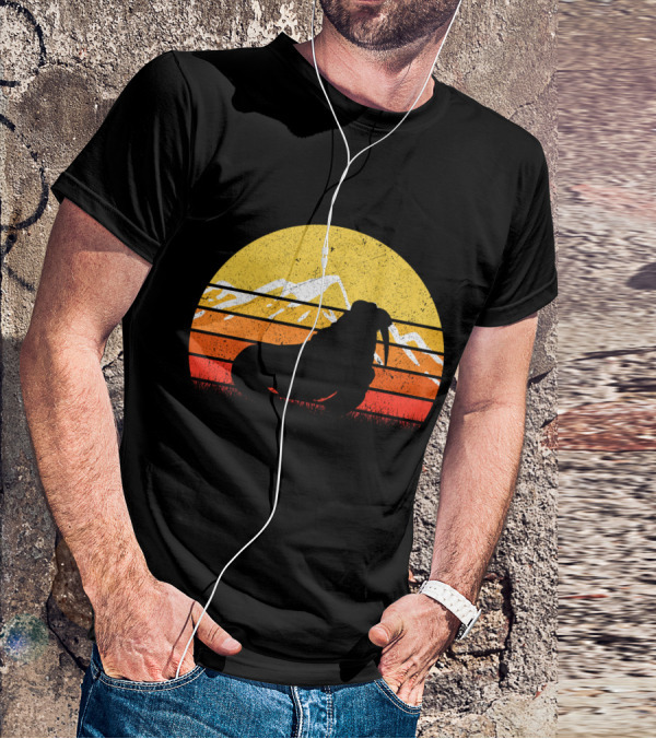 Retro Vintage Walrus Sunset Mountains T-Shirt