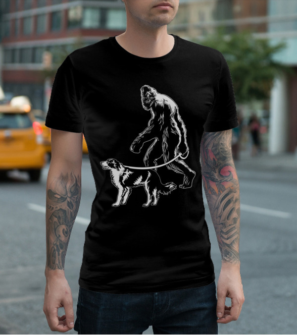 Bigfoot Walking Border Collie T-Shirt