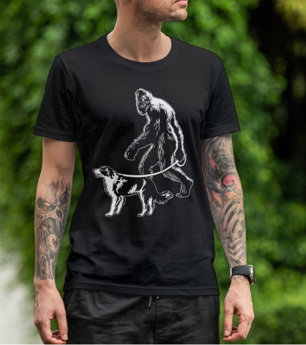Bigfoot Walking Border Collie T-Shirt