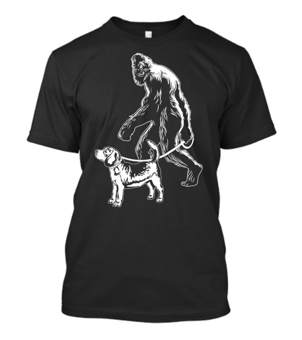 Bigfoot Walking Beagle Dog T-Shirt
