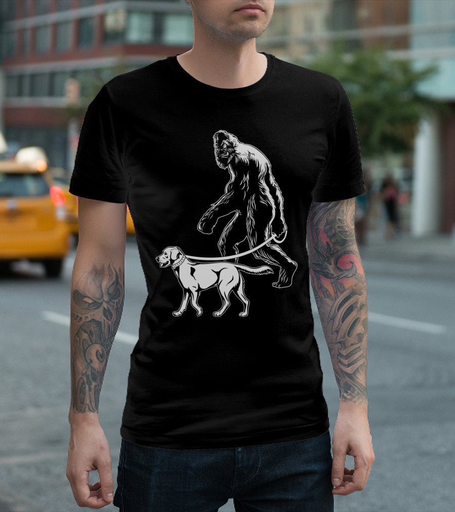 Bigfoot Walking Labrador Dog T-Shirt