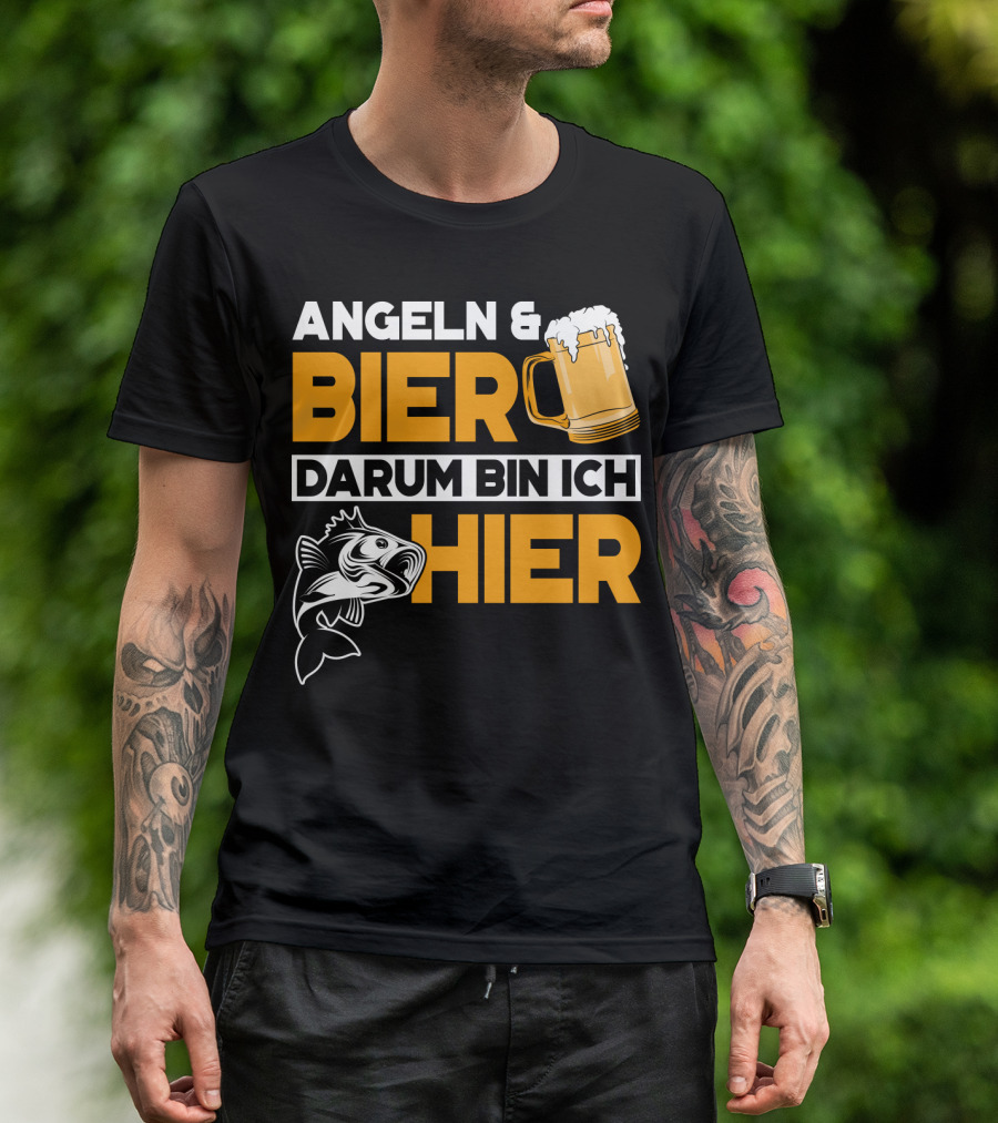 Angeln And Bier Darum Bin Ich Hier T-Shirt