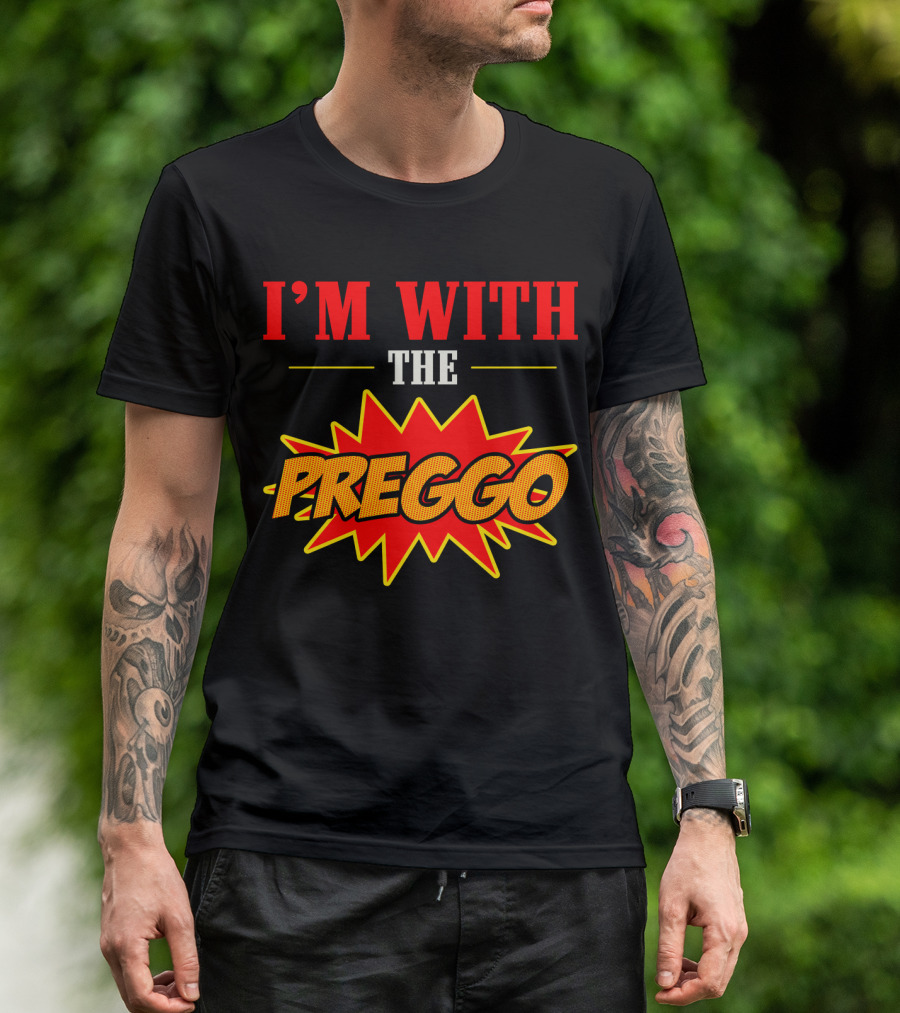 I'm With The Preggo Comic Style Burst T-Shirt