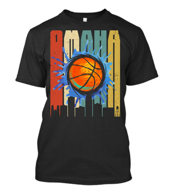 Omaha Basketball Skyline Vintage Splatter T-Shirt