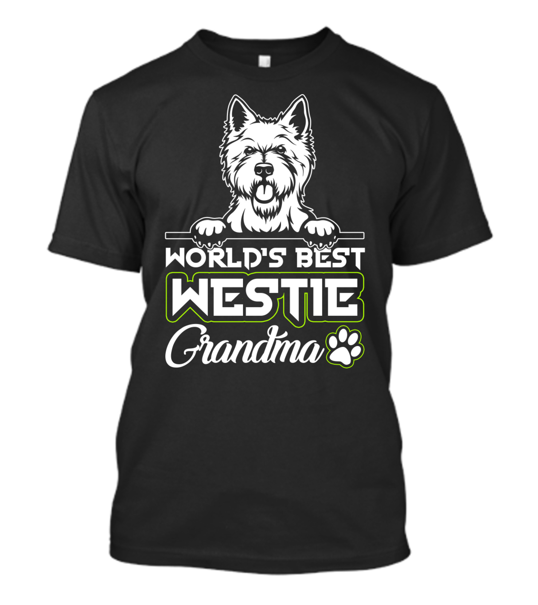 World's Best Westie Grandma Paw Print T-Shirt