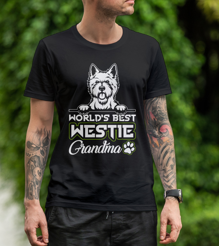 World's Best Westie Grandma Paw Print T-Shirt