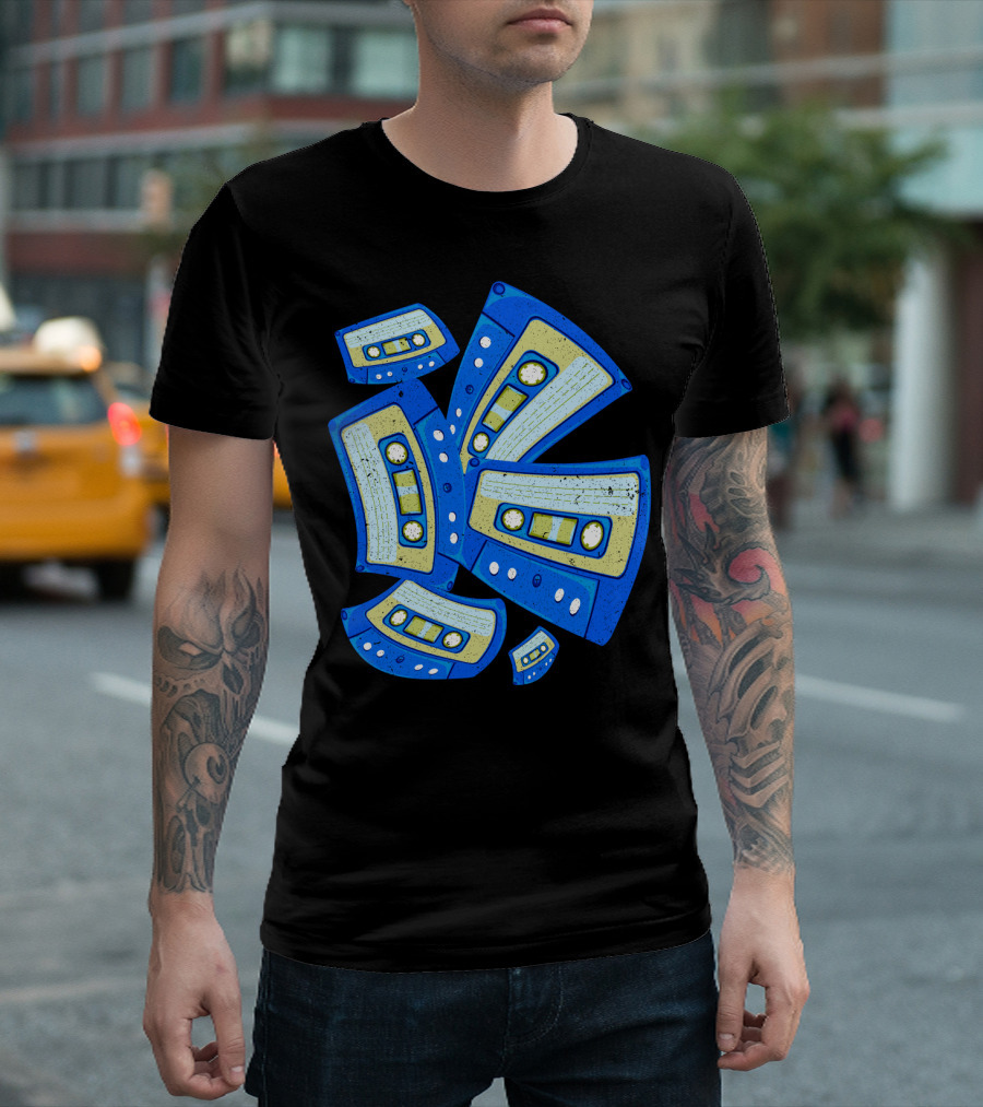 Vaporwave Cassette Mixtape Analog Music Retro Aesthetic Blue Tapes T-Shirt
