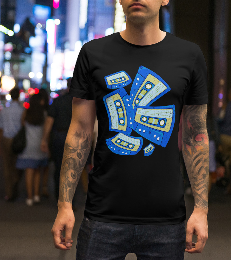 Vaporwave Cassette Mixtape Analog Music Retro Aesthetic Blue Tapes T-Shirt
