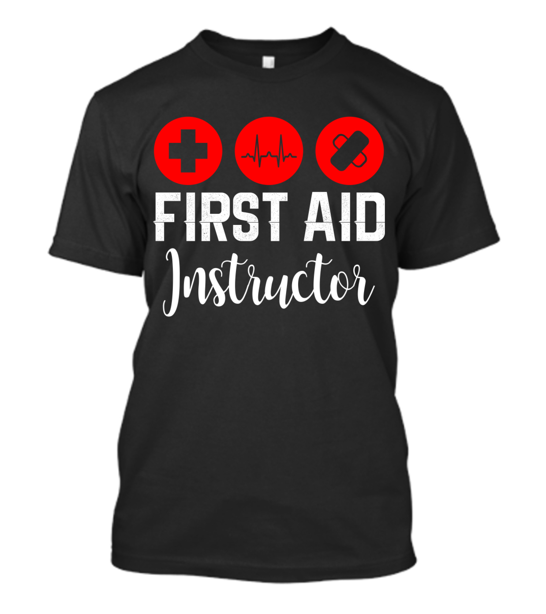 First Aid Instructor Cross Heartbeat Bandage Red Icons T-Shirt