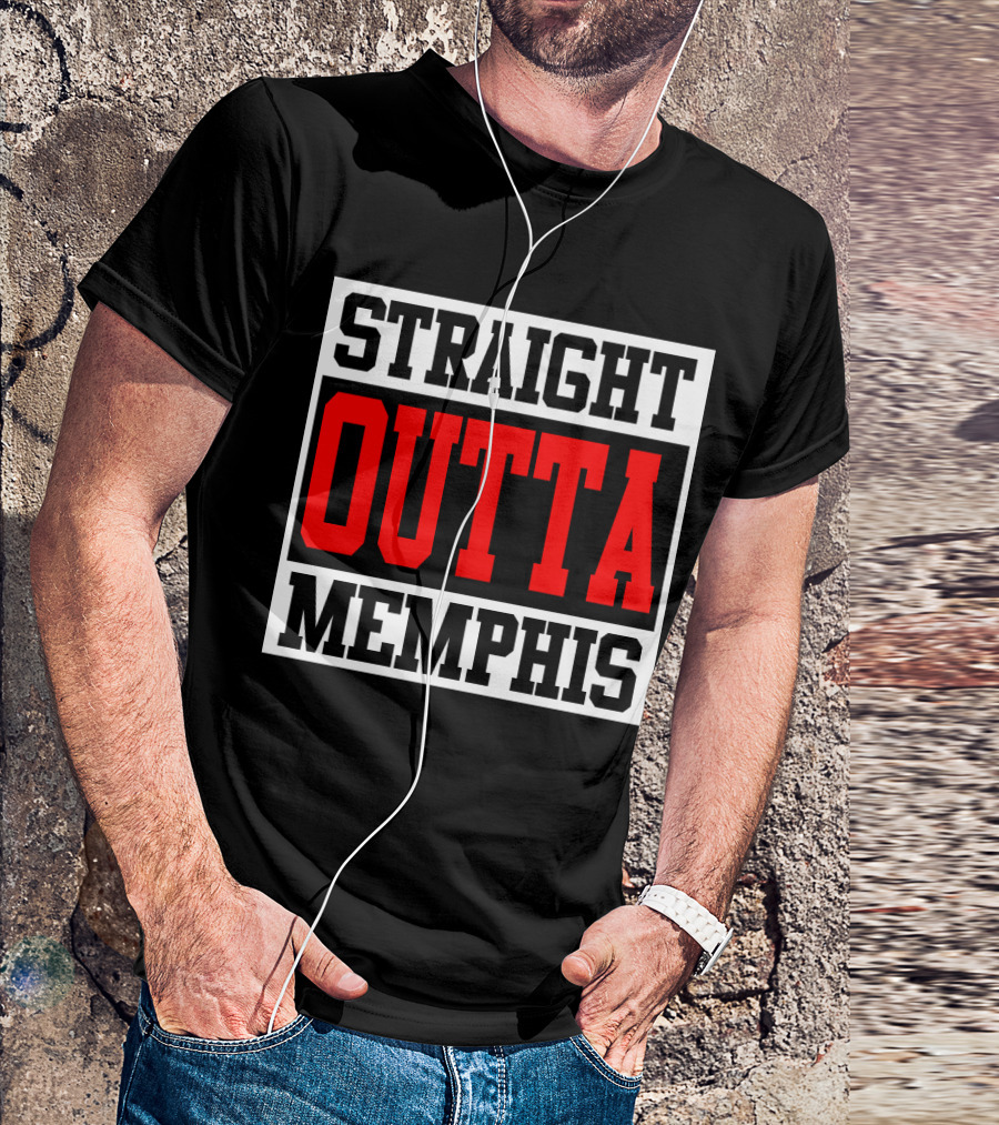 Straight Outta Memphis Bold Urban Block Text T-Shirt
