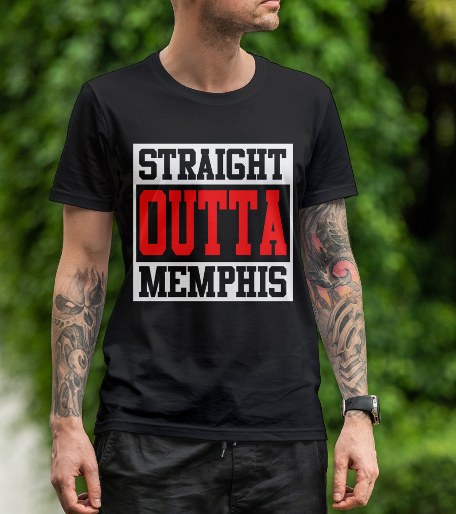 Straight Outta Memphis Bold Urban Block Text T-Shirt