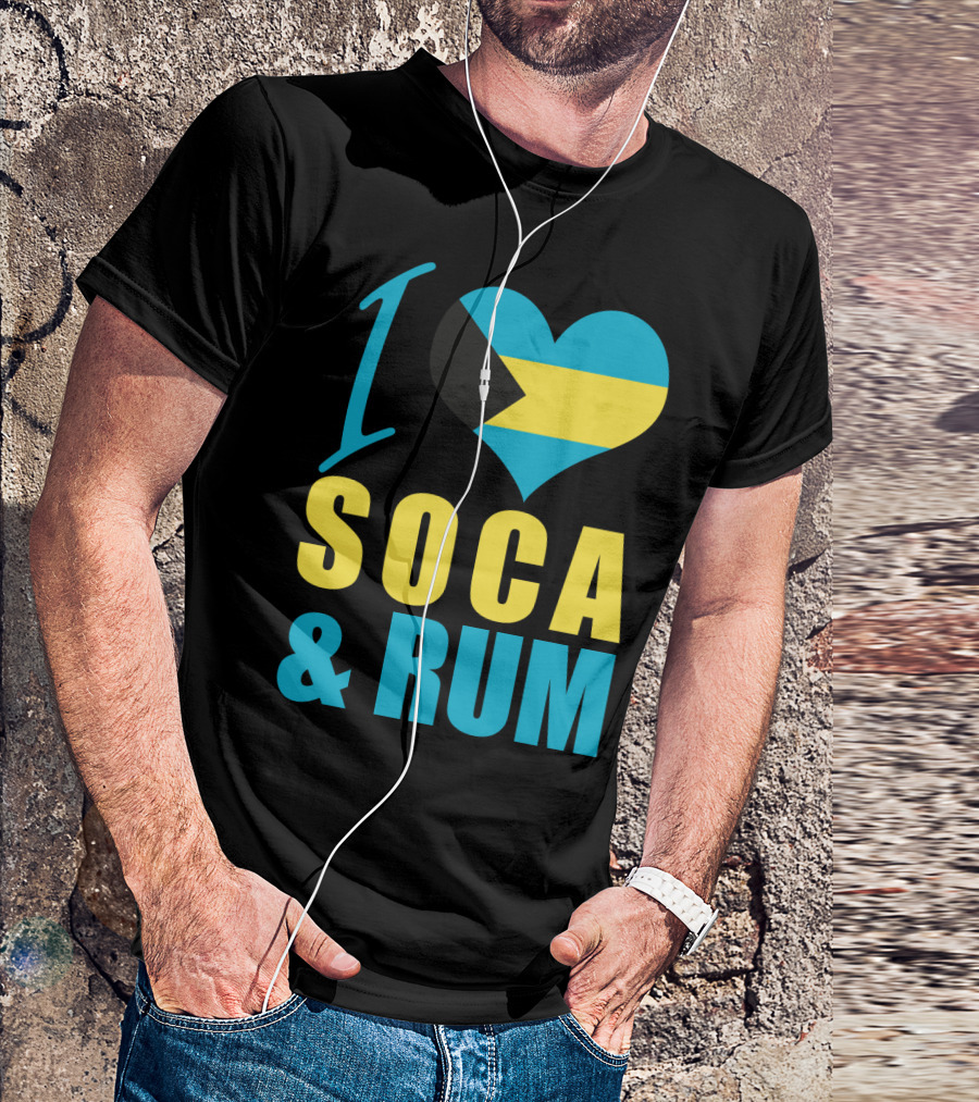 I Love Soca And Rum Bahamas Flag Heart T-Shirt