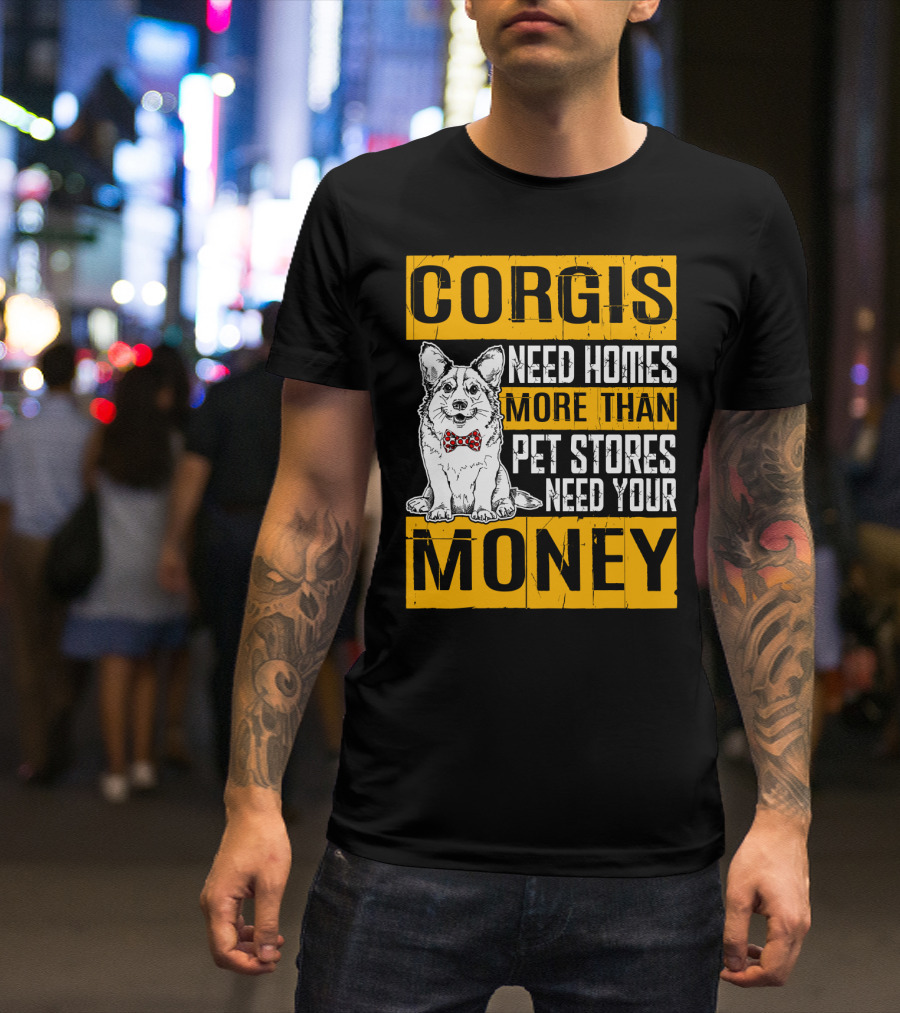 Corgis Need Homes More Than Pet Stores Need Your Money Bowtie T-Shirt