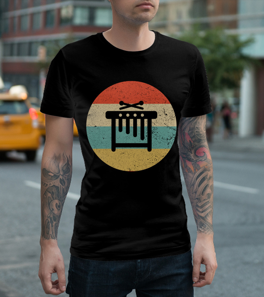 Vintage Retro Marimba Xylophone Circle Stripes T-Shirt