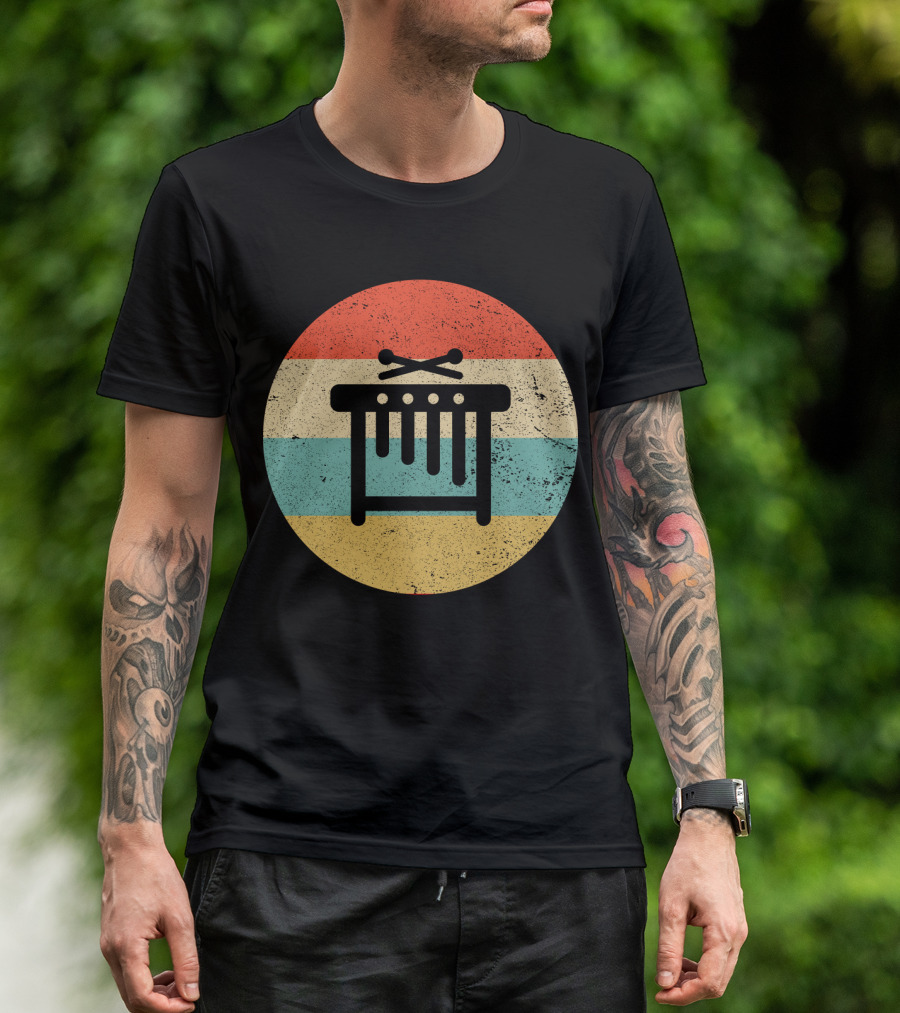 Vintage Retro Marimba Xylophone Circle Stripes T-Shirt