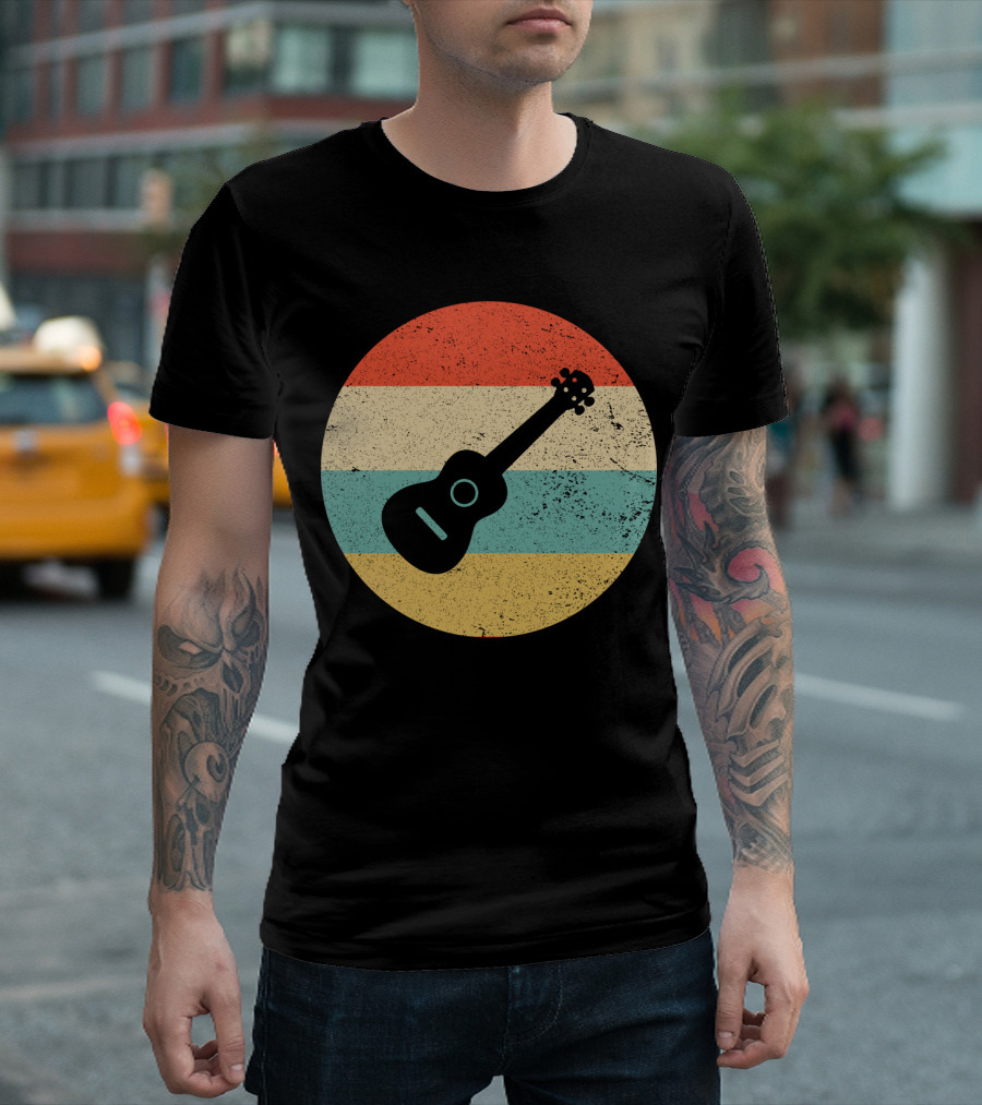 Vintage Retro Striped Ukulele T-Shirt