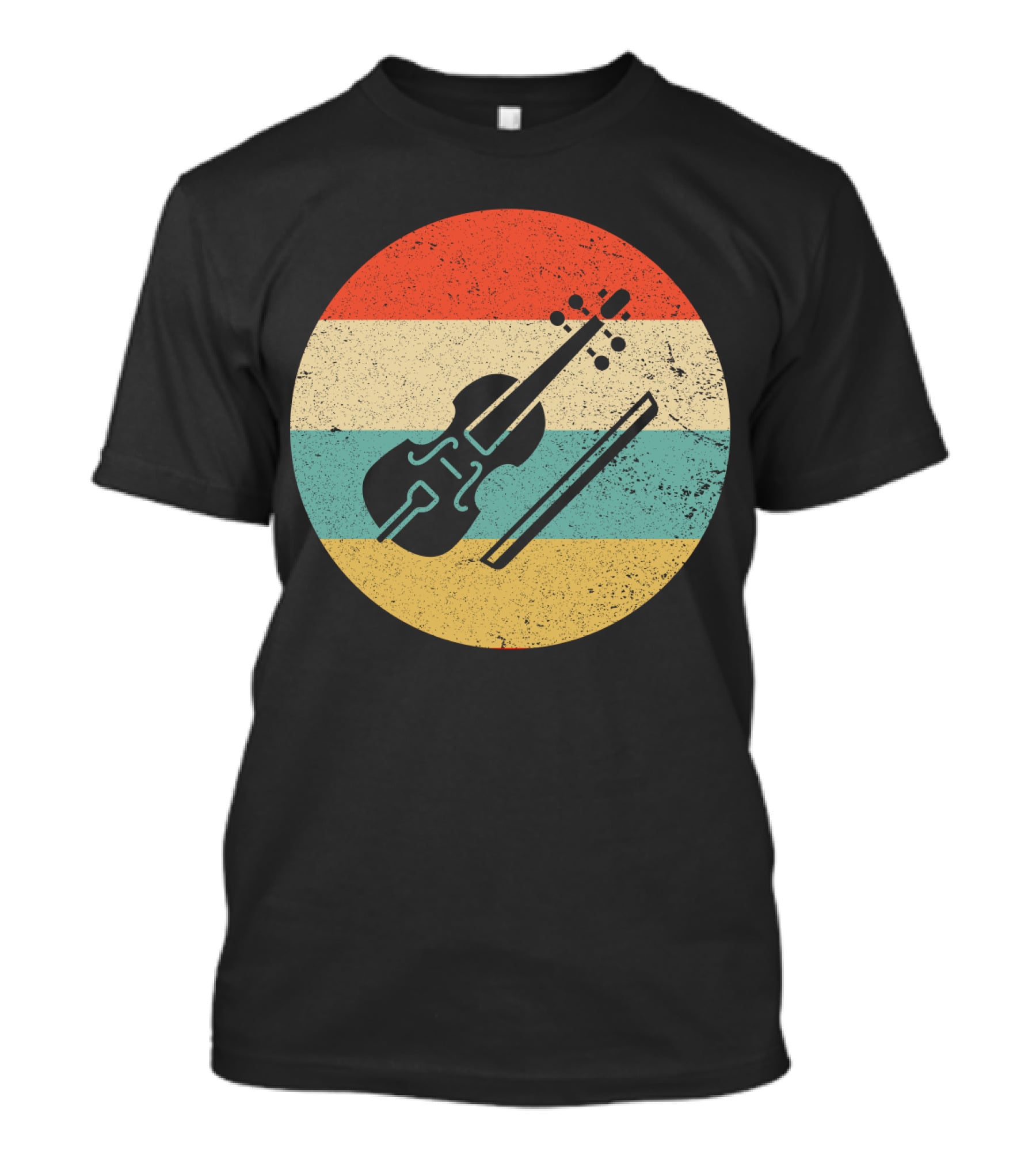 Vintage Retro Viola Instrument Silhouette With Stripes T-Shirt