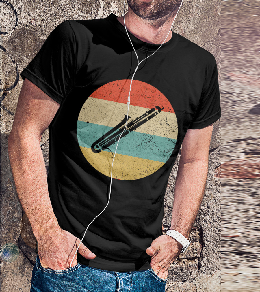 Vintage Retro Bassoon Circle Stripes T-Shirt