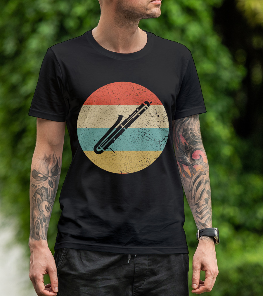 Vintage Retro Bassoon Circle Stripes T-Shirt