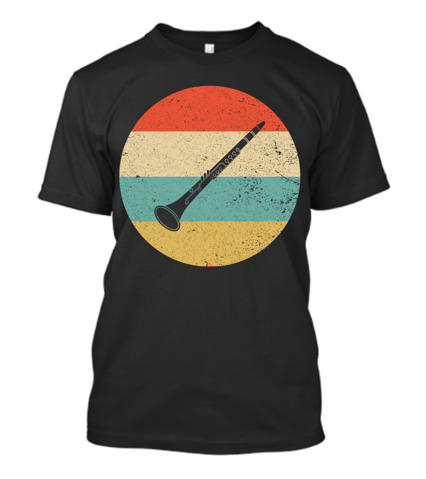 Vintage Retro Oboe Circle With Distressed Stripes T-Shirt
