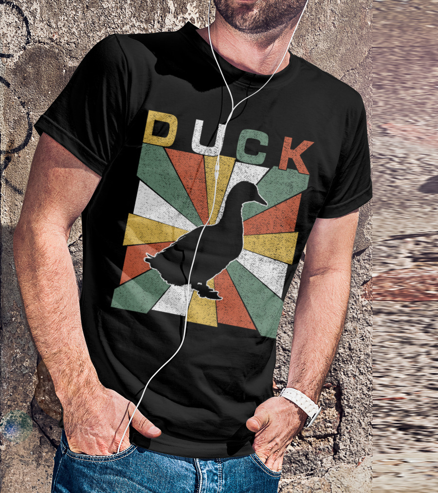 Duck Retro 70s Vintage Silhouette Sunburst T-Shirt