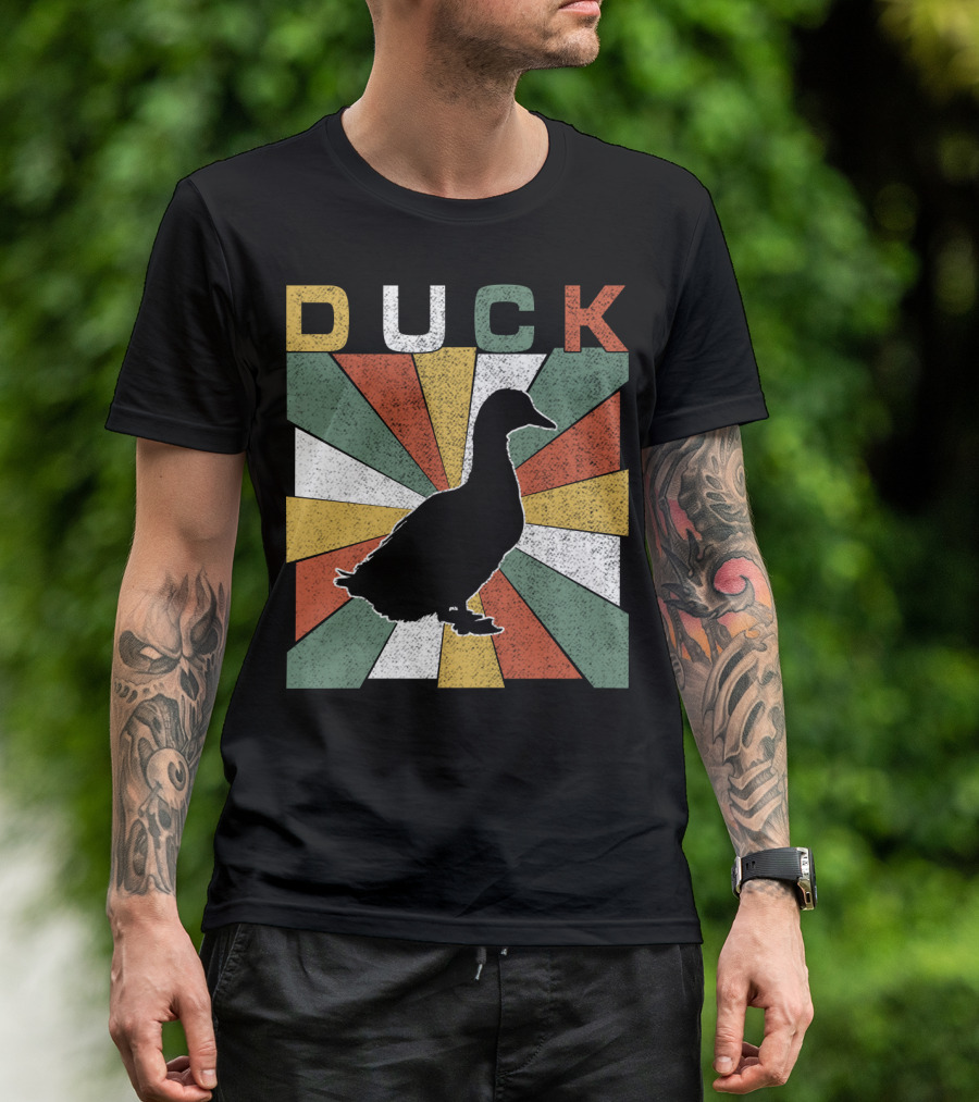 Duck Retro 70s Vintage Silhouette Sunburst T-Shirt