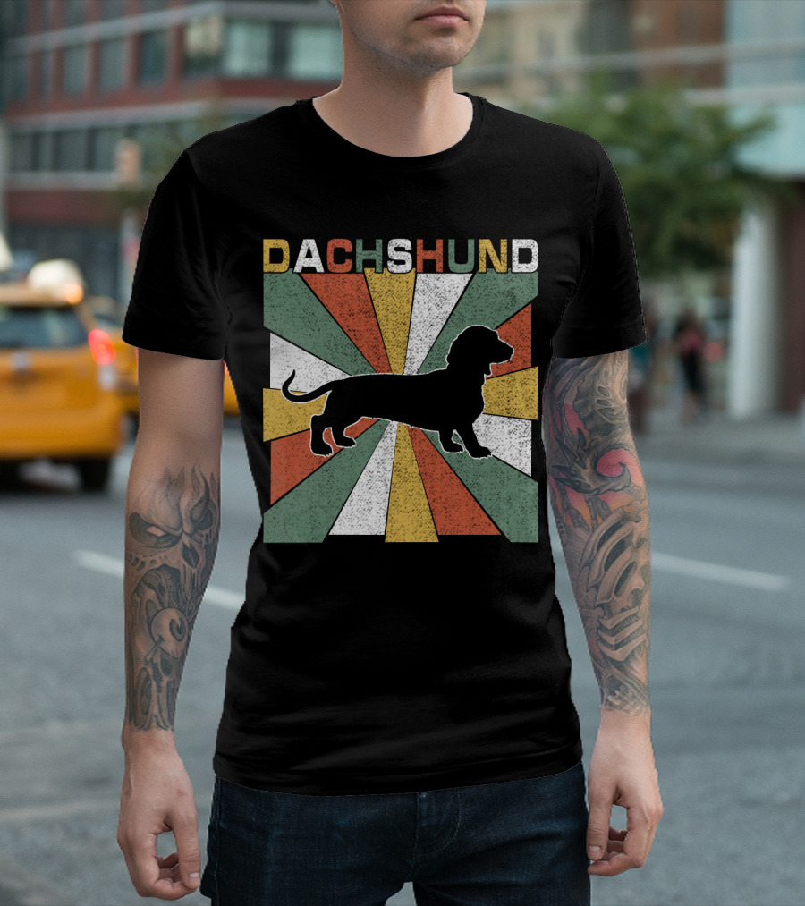 Dachshund Retro 70s Silhouette Vintage T-Shirt
