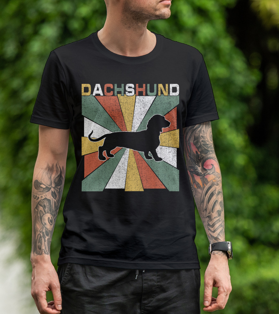 Dachshund Retro 70s Silhouette Vintage T-Shirt