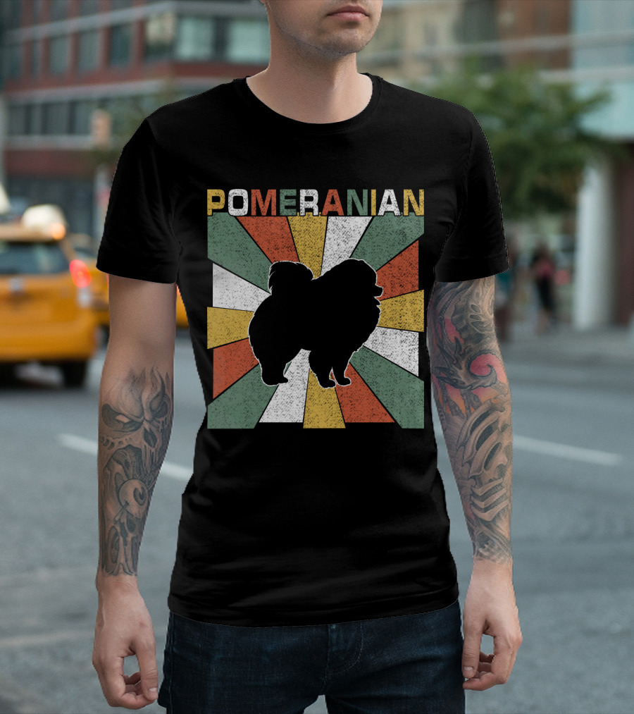 Pomeranian Dogs Retro 70s T-Shirt