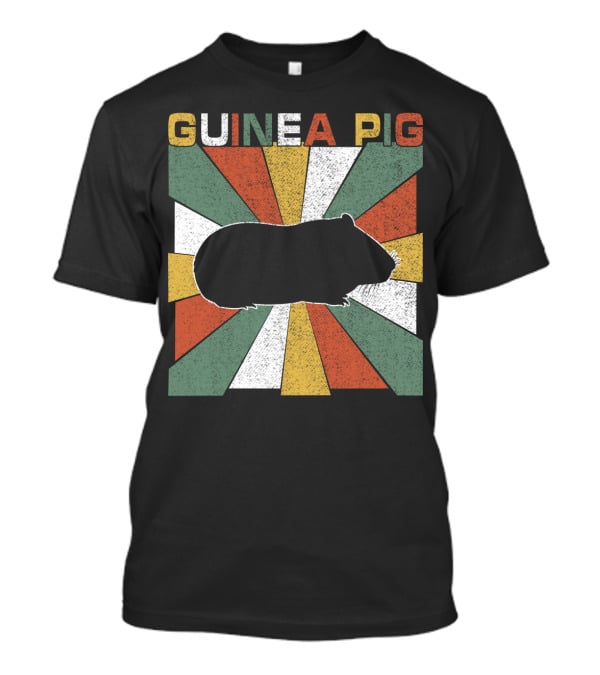 Guinea Pig Retro 70s Silhouette With Vintage Color Block T-Shirt
