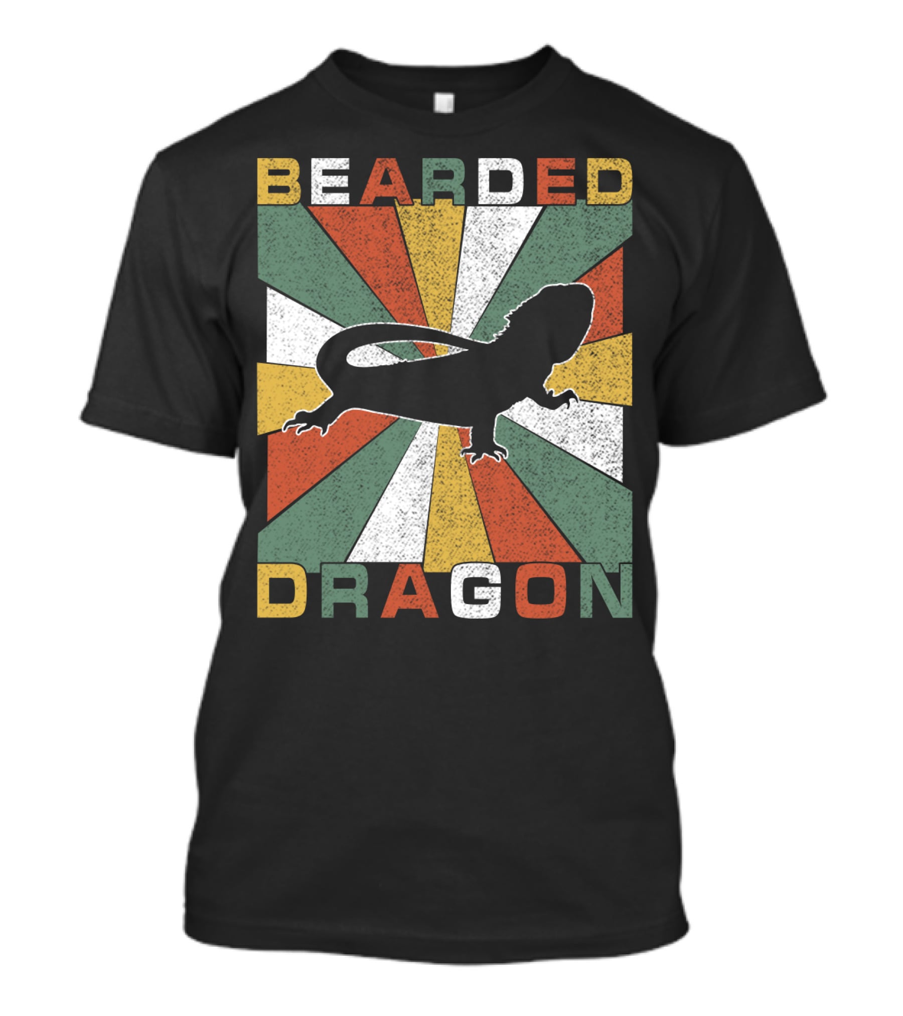Bearded Dragon Retro 70s Vintage Silhouette Sunburst T-Shirt
