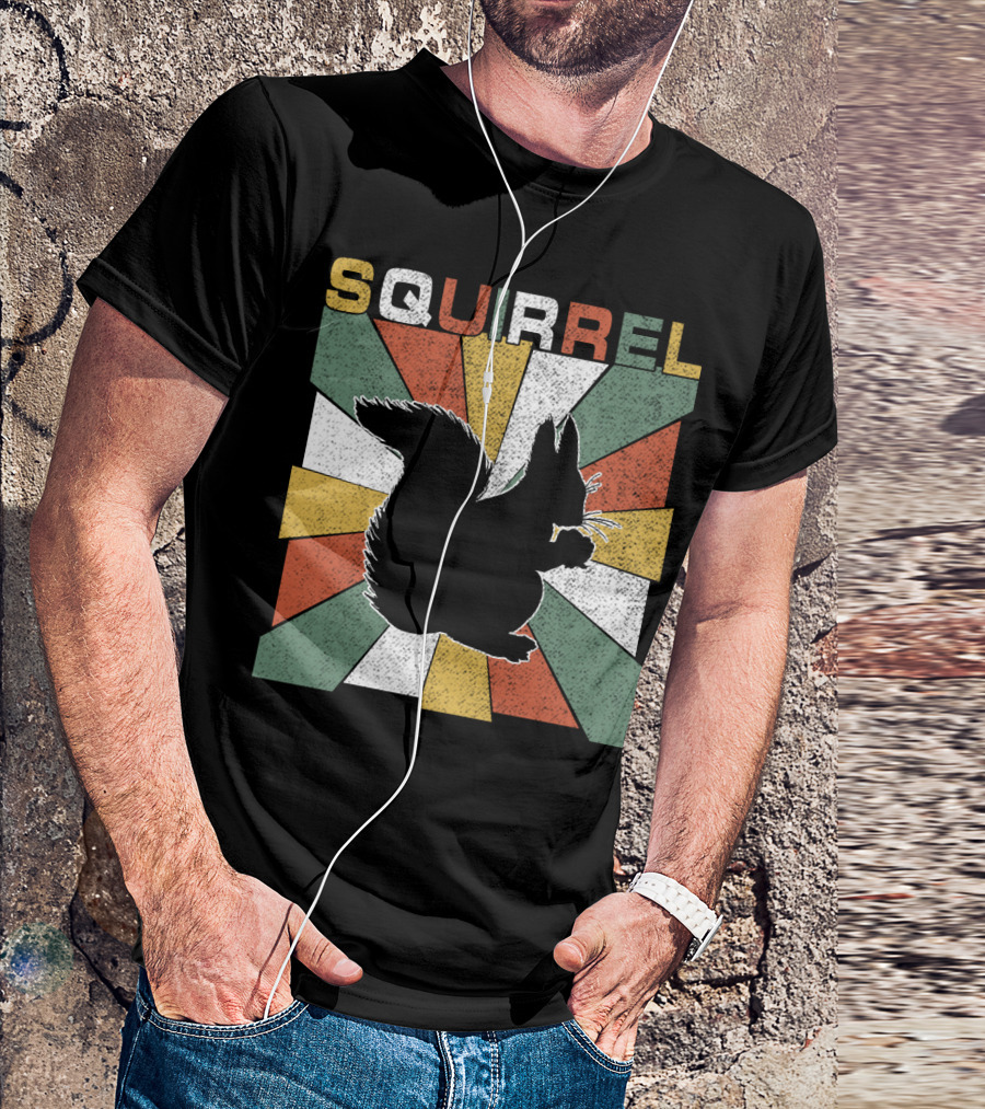 Squirrel Retro 70s Silhouette Vintage Colors T-Shirt