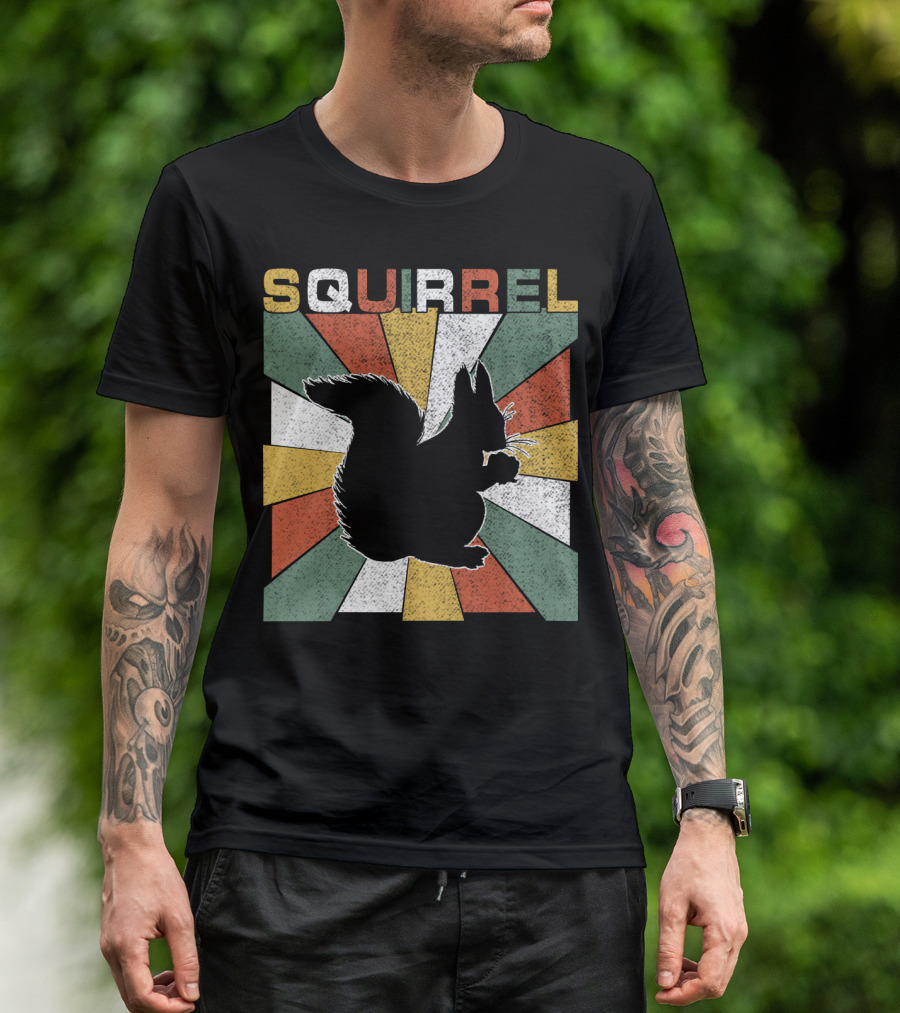 Squirrel Retro 70s Silhouette Vintage Colors T-Shirt