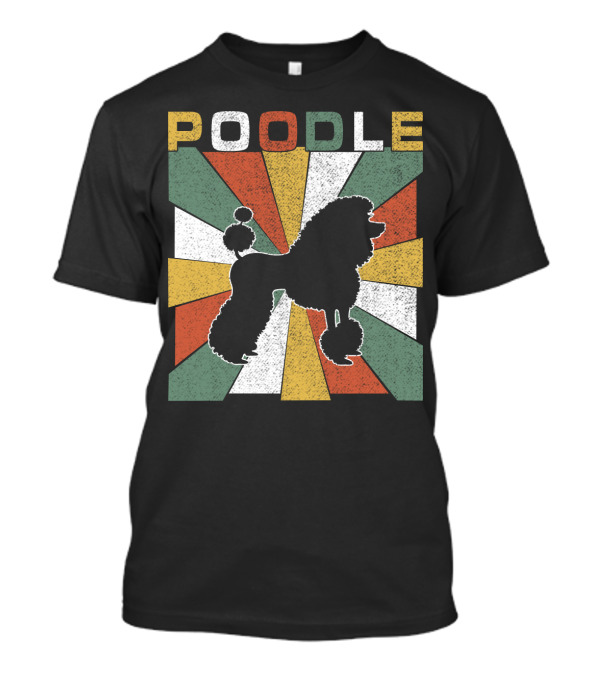 Poodle Silhouette Retro 70s Colorful Burst T-Shirt