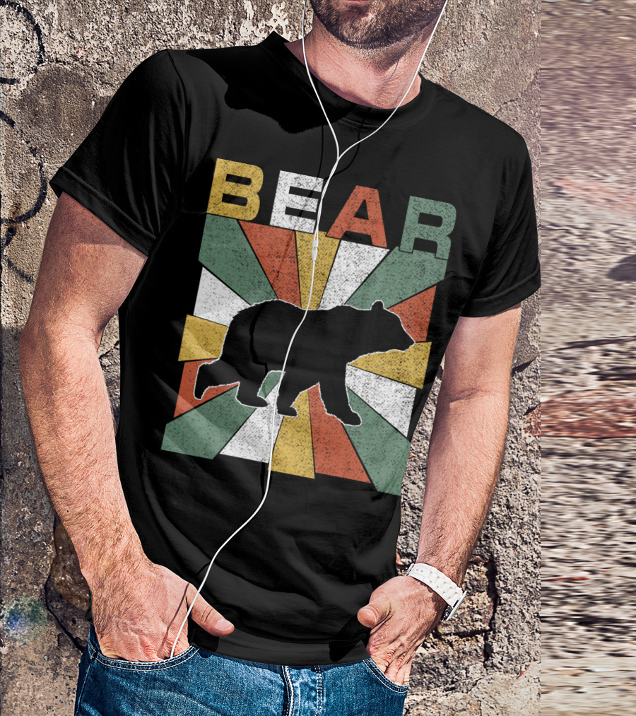 Bear Retro 70s Vintage Silhouette Burst T-Shirt