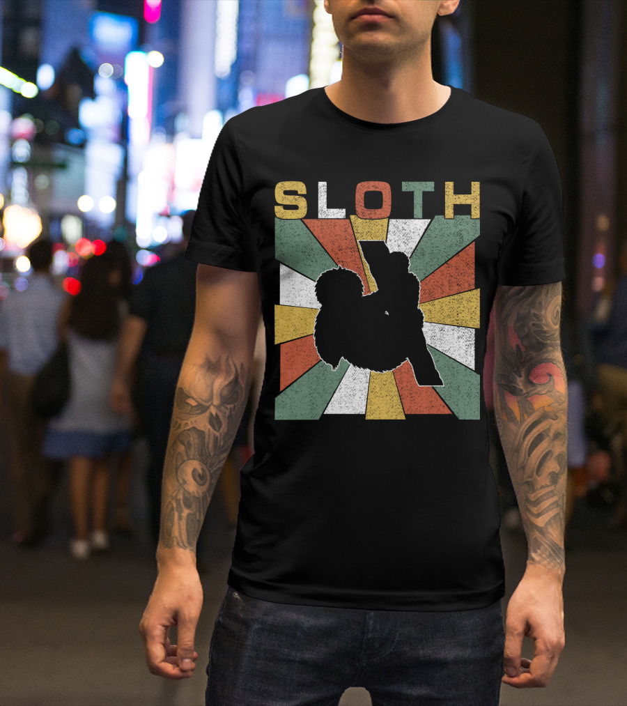 Sloth Retro 70s Vintage Colorful T-Shirt