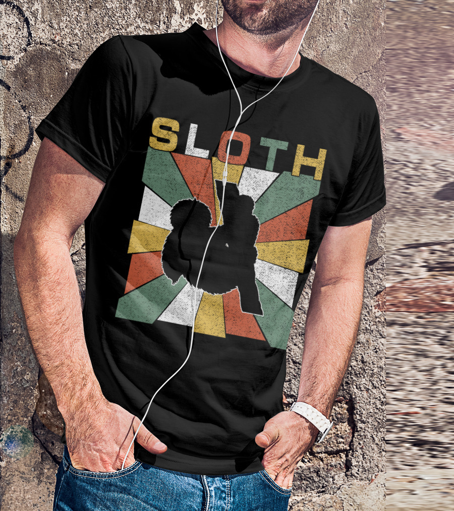 Sloth Retro 70s Vintage Colorful T-Shirt