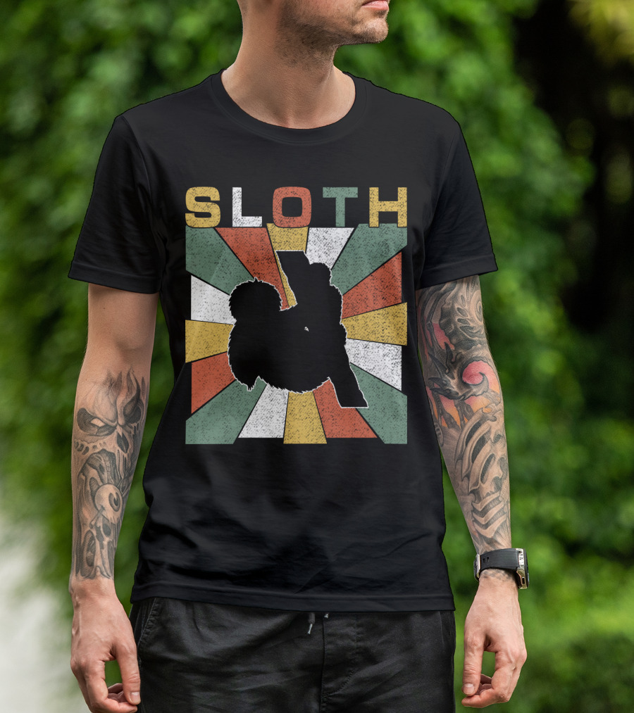 Sloth Retro 70s Vintage Colorful T-Shirt