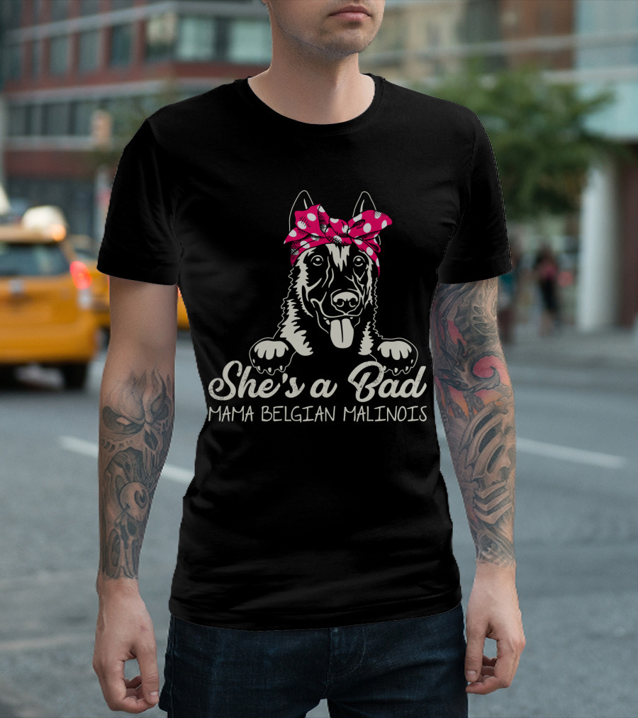 She's a Bad Mama Belgian Malinois with Bandana T-Shirt