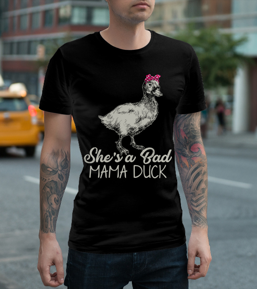 She's a Bad Mama Duck with Pink Bow T-Shirt