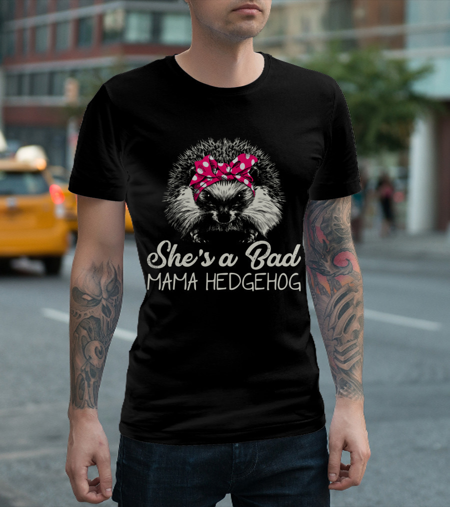 She's a Bad Mama Hedgehog with Polka Dot Bandana T-Shirt