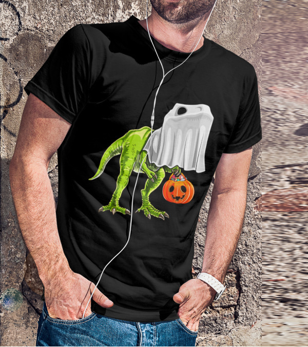 Halloween Rex Dinosaur Ghost Costume Pumpkin T-Shirt